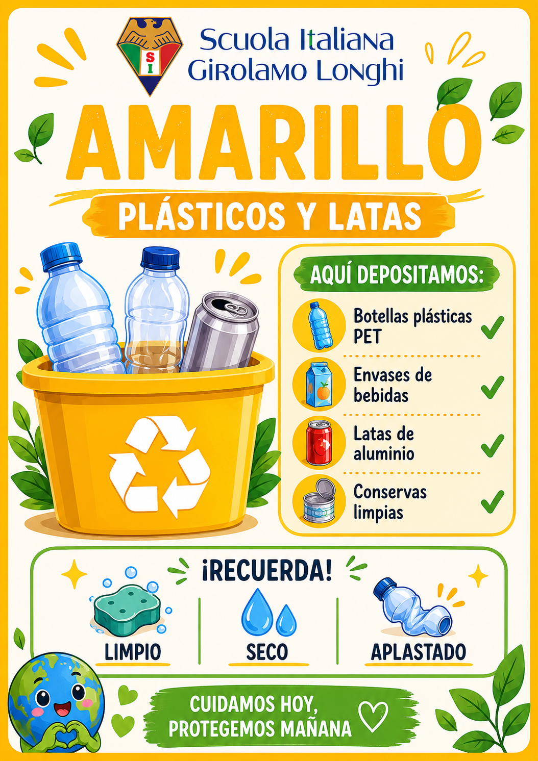 Gráfica amarilla para plásticos y latas del Punto Limpio