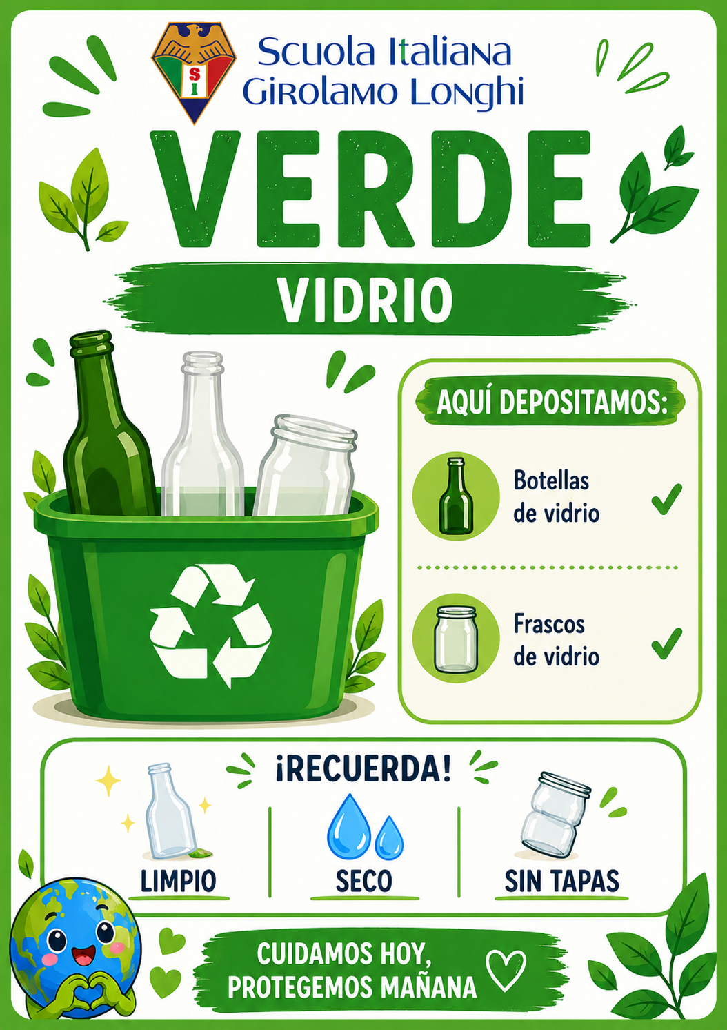 Gráfica verde para vidrio del Punto Limpio